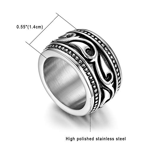 Flongo Anillo de Compromiso para Hombre, Anillo de Sello Grande Celta Celtico Anillo Irlandés Vikingos, Amuleto Anillo de Acero Inoxidable, Talla Grande 30