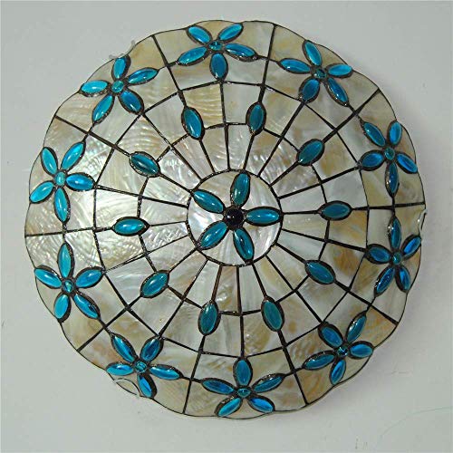 Flor clásica Lámpara de techo, Precioso jardín de estilo europeo Lámparas de arte Tiffany Hechas a mano, rentables y redondeadas, incrustadas, en color, vidrio, restaurante, sala de estar, cafetería d