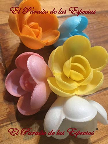 Flores de Oblea Papel de Arroz - Decoraciones Repostería -3 modelos diferentes - 34 flores en total