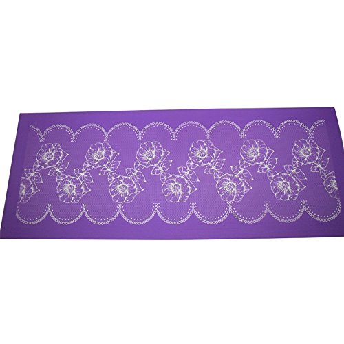 Flores Malla Pastel Plantillas,Silicona Encaje Tapete Molde de Fondant Frontera Moldes Horneado Alfombrilla para Tarta Nupcial Pastelería Pasta Azúcar Arcilla Decoración Herramientas Fuente Horno - #4