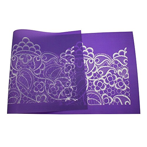 Flores Malla Pastel Plantillas,Silicona Encaje Tapete Molde de Fondant Frontera Moldes Horneado Alfombrilla para Tarta Nupcial Pastelería Pasta Azúcar Arcilla Decoración Herramientas Fuente Horno - #1