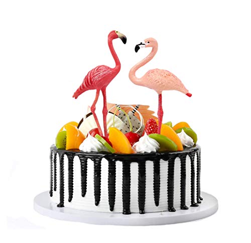 FLORMOON Figuras de Aves 2 Piezas Realista Pastel de flamencos Suministros de decoración de Fiesta de cumpleaños Juguetes educativos de Aprendizaje para niños