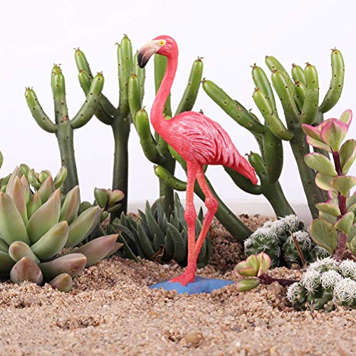 FLORMOON Figuras de Aves 2 Piezas Realista Pastel de flamencos Suministros de decoración de Fiesta de cumpleaños Juguetes educativos de Aprendizaje para niños