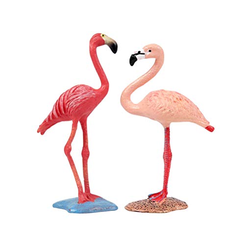 FLORMOON Figuras de Aves 2 Piezas Realista Pastel de flamencos Suministros de decoración de Fiesta de cumpleaños Juguetes educativos de Aprendizaje para niños
