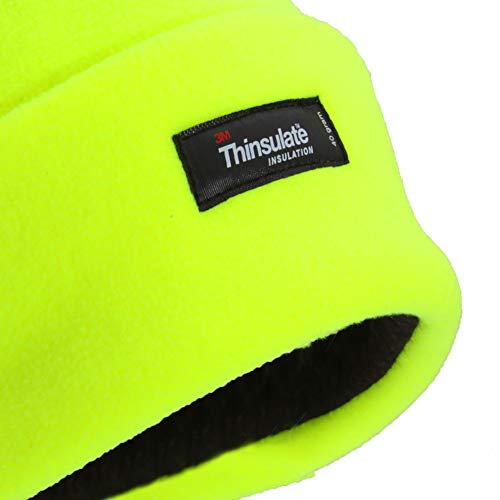 Floso - Gorro Beanie de Invierno de Forro Polar de Alta visibilidadModelo Hi Vis Thinsulate (3M 40g) Hombre Caballero (Talla Única) (Amarillo neón)