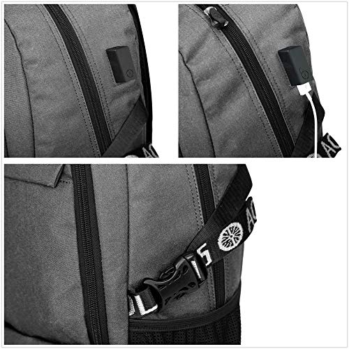 Flybiz Mochila para Portátil Hombre Impermeable 15.6 Pulgadas, Resistente al Agua Mochila con Puerto de USB para Ordenador, Trabajo Ordenador Viaje Negocio Multifuncional Daypacks (Estilo 1-Gris)