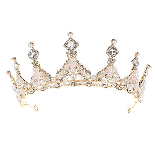 FlYHIGH Crystal Bride Crown Queen Princess Boda Tiara Oro Plata Cabello Joyas Mujeres