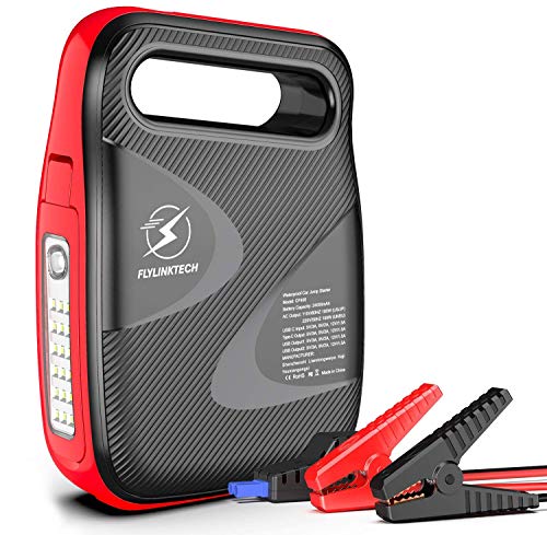 FLYLINKTECH 2500A Arrancador de Coche, 24000mAh Arrancador de Baterias de Coche para Toda la Gasolina o 8.0L Diesel Arranque Batería Jump Starter 12V con Pinzas Inteligentes