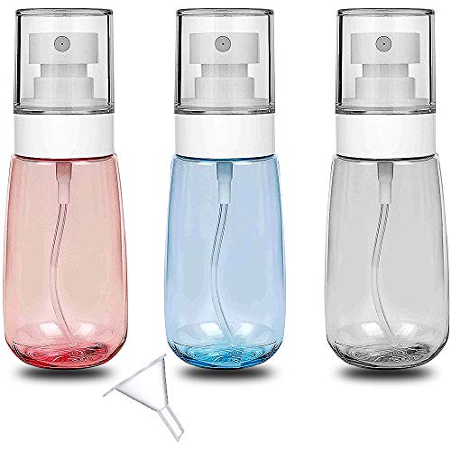 FLZONE Bote Spray,3* 60ml Botella de Aerosol Vacío Plástico con Mini Embudo Transparentes Contenedor de Pulverizador para Viajes,Viajes de Negocios