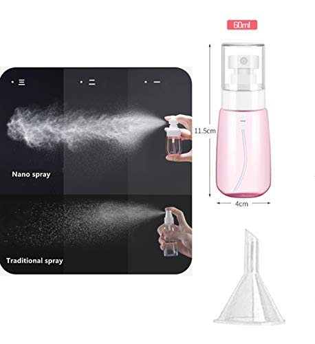 FLZONE Bote Spray,3* 60ml Botella de Aerosol Vacío Plástico con Mini Embudo Transparentes Contenedor de Pulverizador para Viajes,Viajes de Negocios
