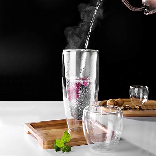 FLZTCEG El Jugo Transparente de Doble Vidrio Aislante Taza del Agua de Taza de Leche de té frío Taza de la Bebida de Hielo Taza de café Taza de Leche sin Tapa for el café Capuchino té Helado Caliente