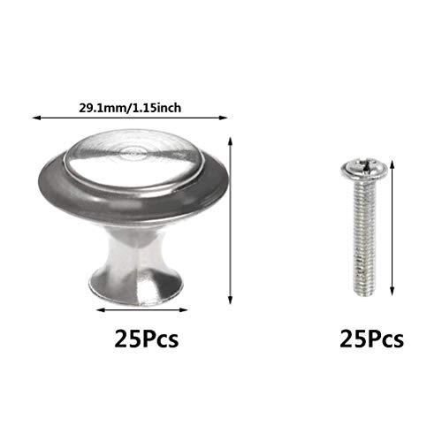 FOCCTS 25pcs Pomos de acero Inoxidable con Tornillos M4*35mm para Alacena Baño Cocina Gabinetes Muebles Cajón de la Oficina Puertas de Ducha