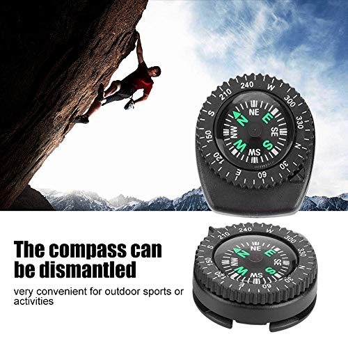 Focket Compass Watch, Plastic Black Muñeca Compass Black Compass para Paseos en Bote, se Puede Desmontar Aspecto Bonito