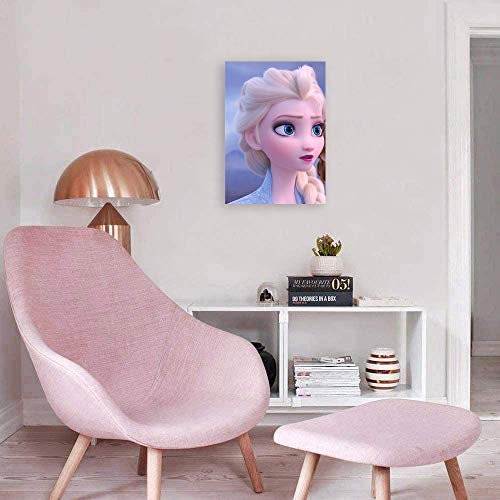 FOCLKEDS - Póster de pared con impresión de Frozen 2 Elsa para decoración del hogar, lona, Sin marco., 18x12 Inch(45x30cm)