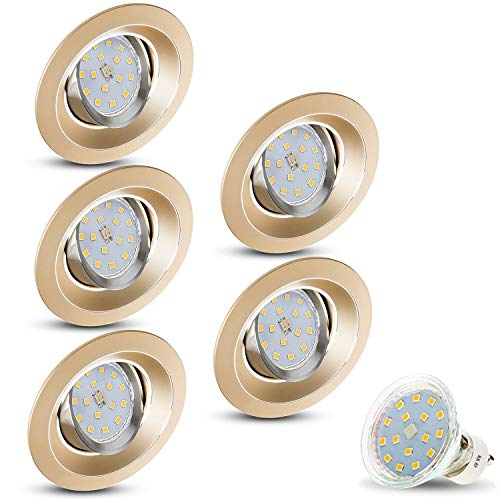 Foco LED empotrable giro Bar Sonya redondo oro incluye 5 x 4 W LED blanco cálido 230 V GU10 IP20 techo foco empotrable lámpara de techo para foco empotrable techo.
