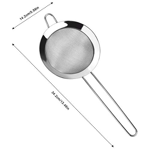 Fodlon Juego de 3 Malla Fina Cocina Colador Profesional 8/14/20 cm Harina Tamiz, Espumadera para Freír Alimentos,Pastas Espaguetis y Fideos
