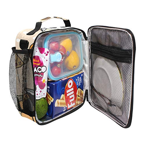 Folpply - Bolsa de almuerzo con brújula de pirata y diseño de dibujos animados retro con cierre aislante