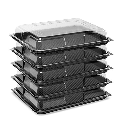 Foodpacks Online Bandeja rectangular para comida con tapa transparente (39 x 29 cm)