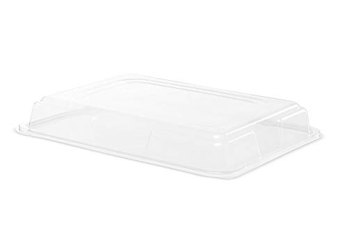 Foodpacks Online Bandeja rectangular para comida con tapa transparente (39 x 29 cm)