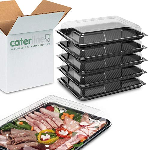 Foodpacks Online Bandeja rectangular para comida con tapa transparente (39 x 29 cm)