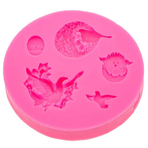 FOOJO Nido de pájaro Paloma de la Paz con Flor Huevos de pájaro Molde de Silicona para Fondant Pastelería para Hornear