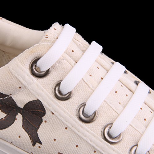 Footful 1 Par Cordones Cuerdas Elástico de Zapatos Silicona Color Blanco sin Corbata para Niños