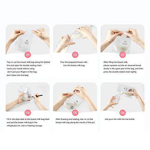 Forbestest 30pcs / 60pcs / 120pcs Seno de Almacenamiento de Leche Bolsa de congelación del líquido contenedor de Alimentos de la Bolsa de 250 ml Transparente