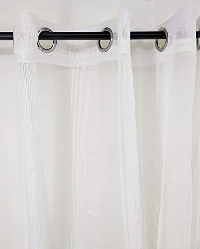 Forentex Cortinas Confección B-0576 Visillos Translúcida para Ventanas/Puertas, Polyester, Blanco, 300x260 cm