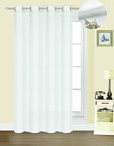 Forentex Cortinas Confección B-0576 Visillos Translúcida para Ventanas/Puertas, Polyester, Blanco, 300x260 cm