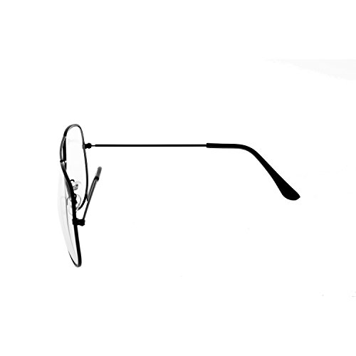 forepin Montura Gafas de Aviador para Unisex Hombre y Mujer con Montura de Metal-Acero Fino Retro Vintage Lente Transparente Visión Clara (Plata)+ Embalaje