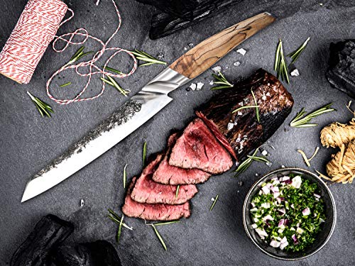 Forged Katai - Cuchillo jamonero (20 cm, acero japonés VG10, forjado a mano en 5 capas, en una lujosa caja de madera)