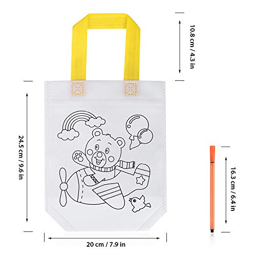 FORMIZON 12 Pcs Bolsas para Colorear, DIY Bolsas Infantiles para Colorear, 12 Diferentes Diseño + 12 x Lápices Textiles, Bolsas Infantiles Colorear Graffiti Bolsas para Regalo Niños y Celebraciones