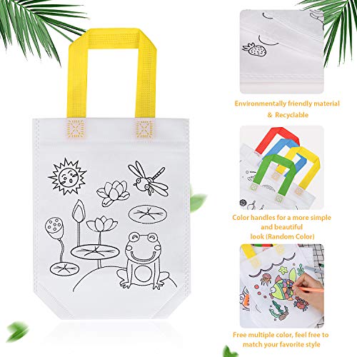 FORMIZON 12 Pcs Bolsas para Colorear, DIY Bolsas Infantiles para Colorear, 12 Diferentes Diseño + 12 x Lápices Textiles, Bolsas Infantiles Colorear Graffiti Bolsas para Regalo Niños y Celebraciones