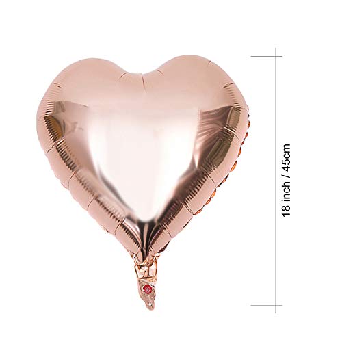 FORMIZON 20 Pcs Globos de Papel de Aluminio, Globos de Corazón Oro Rosa, Globos en Forma de Corazón para la Decoración del Partido, Cumpleaños, Decoración de Helio