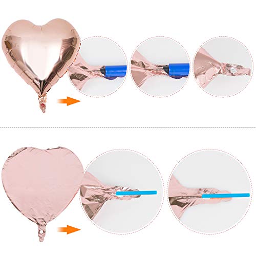 FORMIZON 20 Pcs Globos de Papel de Aluminio, Globos de Corazón Oro Rosa, Globos en Forma de Corazón para la Decoración del Partido, Cumpleaños, Decoración de Helio