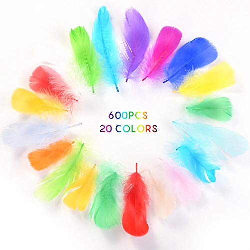 FORMIZON 600 Piezas Plumas de Colores, Plumas de la Decoración, 8-12cm, para Manualidades, Arte de DIY, Bodas, Decoración de Fiestas (Mezcla de Colores).