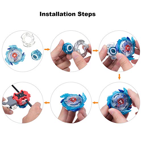FORMIZON Gyro Burst, 4 Pcs Conjuntos de Metal de Gyro Spinning Fusión 4D, Gyro Lucha Maestro Cadena Launcher Navidad, Halloween, Pascua, Cumpleaños y Año Nuevo