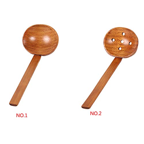 Fornateu Estilo japonés Largo Mango de Madera Cuchara de Sopa Ramen Cuchara Colador Scoop Colador Hot Pot Utensilios de Cocina