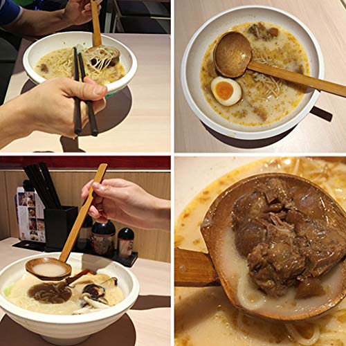 Fornateu Estilo japonés Largo Mango de Madera Cuchara de Sopa Ramen Cuchara Colador Scoop Colador Hot Pot Utensilios de Cocina
