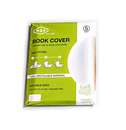 Forros para libro MSO, Medida 30 cm altura, ancho ajustable, Material LDPE Pack de 5 unidades.