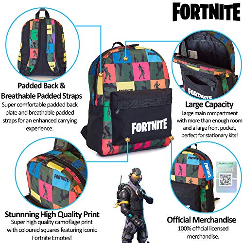 Fortnite Mochilas Escolares Juveniles Para Niños, Mochila Diseño Camuflaje, Bolsa Para el Colegio Viajes Deporte, Merchandising Oficial de Fortnite, Regalos Originales Para Niños Adolescentes