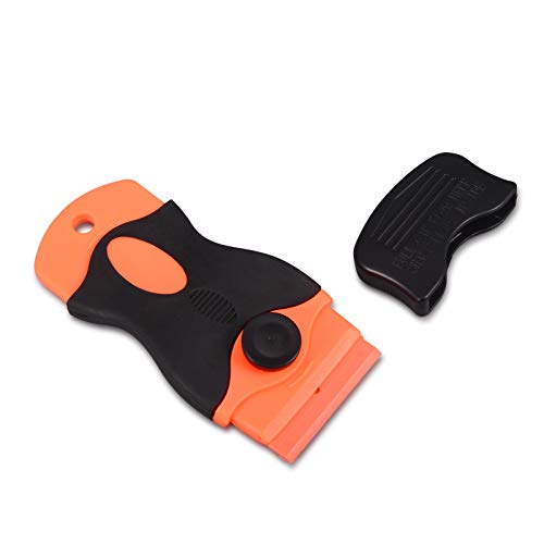 FOSHIO 1.5" raspador de la hoja de raspador de bloqueo de plástico con tapa de seguridad - rascador de 2 piezas y cuchillas de plástico de doble filo 100pcs