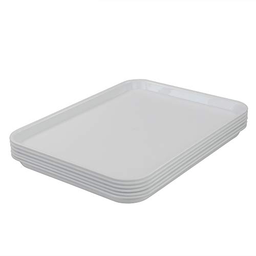 Fosly Bandejas para Servir de PláStico 6 Paquetes, Bandeja Comida Grande Blanco