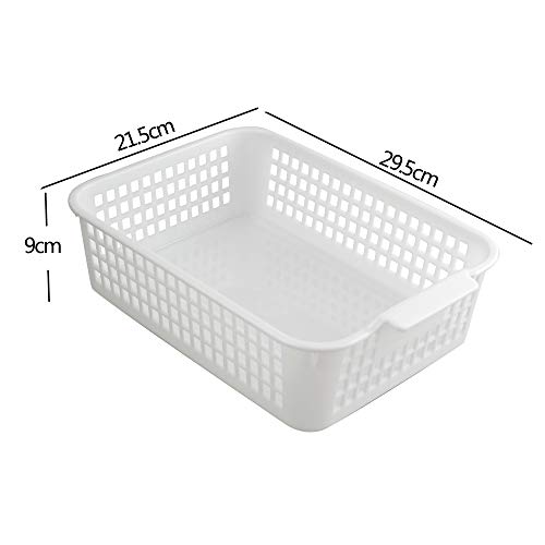 Fosly Cestas de Almacenamiento de Oficina, Cestas de Plástico, Blanco, Paquete de 6