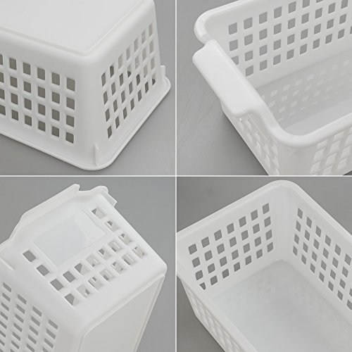 Fosly Cestas de Plastico Pequeña, Cesta Almacenamiento Blanca, Paquete de 6