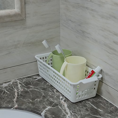 Fosly Cestas de Plastico Pequeña, Cesta Almacenamiento Blanca, Paquete de 6