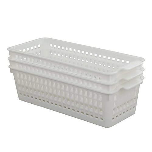 Fosly Cestas de Plastico Pequeña, Cesta Almacenamiento Blanca, Paquete de 6