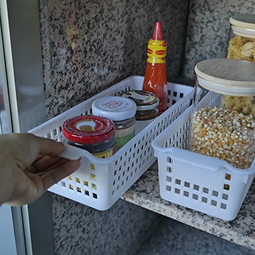 Fosly Cestas de Plastico Pequeña, Cesta Almacenamiento Blanca, Paquete de 6