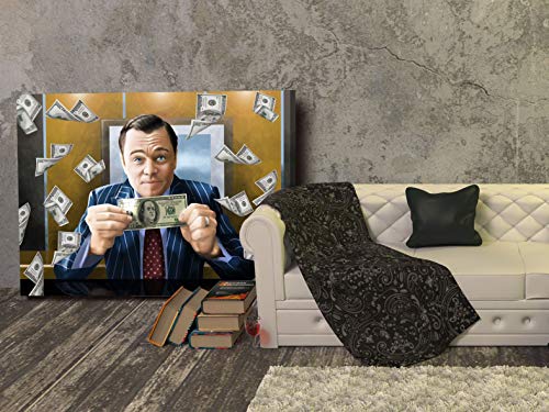 Foto Canvas Cuadro El Lobo de Wall Street | Lienzos de Arte Moderno - Decoración Pared - Cuadros de Salón - para Emprendedores | 60 x 45 cm sobre Bastidor de Madera Grueso Listos para Colgar