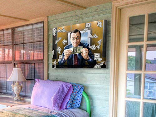 Foto Canvas Cuadro El Lobo de Wall Street | Lienzos de Arte Moderno - Decoración Pared - Cuadros de Salón - para Emprendedores | 60 x 45 cm sobre Bastidor de Madera Grueso Listos para Colgar